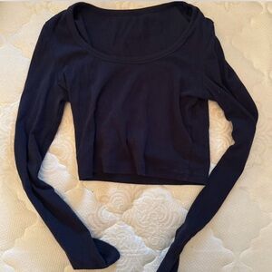 shein cropped tee navy blue